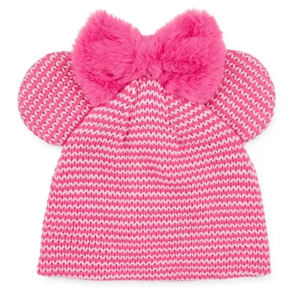 Disney Collection Girls Pink Beanie With Ears and Fury Bow (XS-S)/ Girls beanie